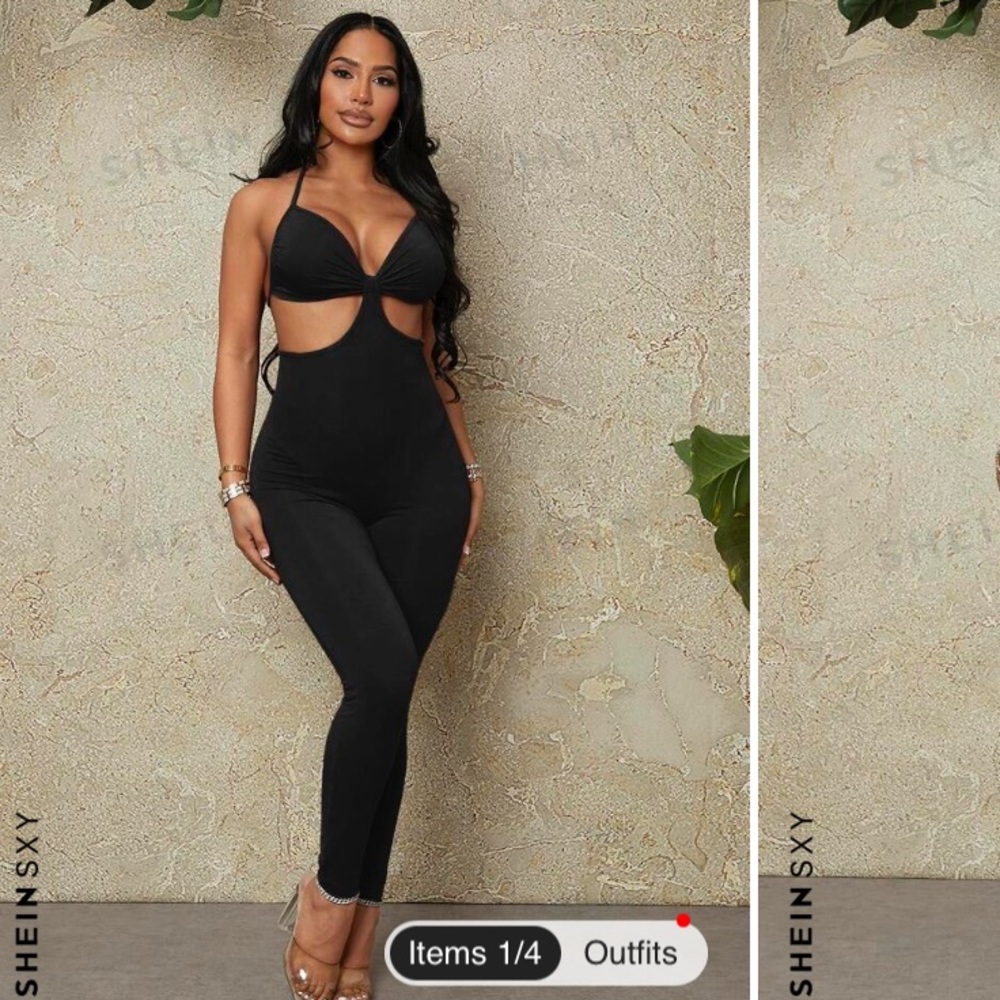 Black tie up jumpsuit